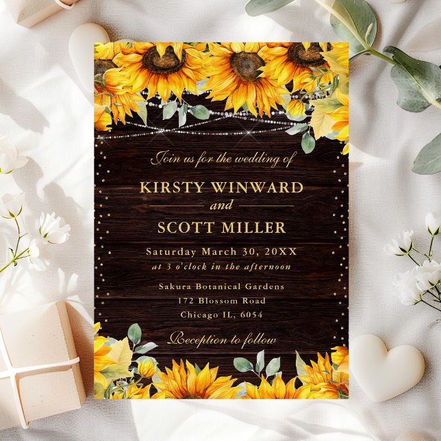 Rustic Watercolor Sunflowers Wedding Invitation (Creator Uploaded)