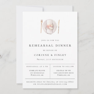 Rustic Watercolor Table Setting Rehearsal Dinner Announcement