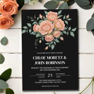 Rustic Watercolor Terracotta Boho Roses Wedding Invitation
