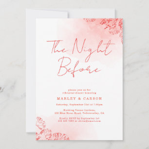 Rustic Watercolor Terracotta Rehearsal Dinner Invitation