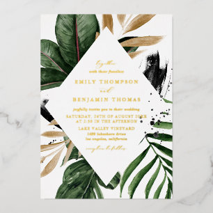 Rustic Watercolor Tropical Leaves Frame Wedding