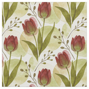 Rustic Watercolor Tulip Floral Pattern MH26 Fabric