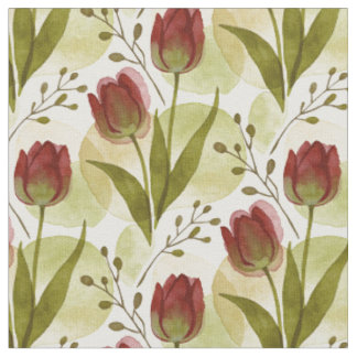 Rustic Watercolor Tulip Floral Pattern MH26 Fabric