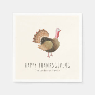 Rustic Watercolor Turkey Thanksgiving Napkin