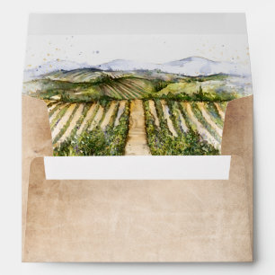 Rustic Watercolor Vineyard Return Address Envelope