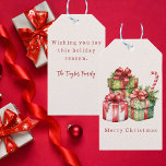 Rustic Watercolor Vintage Christmas  Gift Tags<br><div class="desc">Rustic Watercolor Vintage Christmas Gift Tags A simple, modern and stylish Christmas holiday design. Pretty Christmas presents and holiday greenery comprise this stunning watercolor design. The back side of this gift tag features a customisable holiday message and is personalised with your name. This gift tag is perfect to attach to...</div>