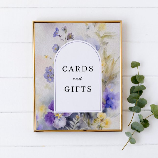 Rustic Watercolor Violets Cards & Gifts Sign (Creator Uploaded)