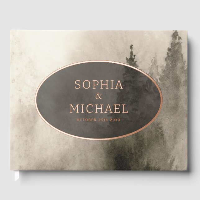 Rustic Watercolor Wedding Invite Photo Template Guest Book (Front)