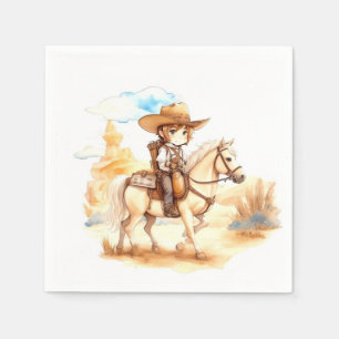 Rustic Watercolor Western Cowboy Baby Shower Napkin