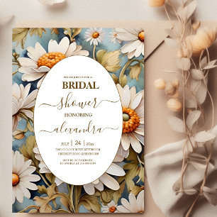 Rustic Watercolor White Daisy Bridal Shower Invitation