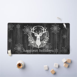 Rustic Watercolor White Reindeer Desk Mat