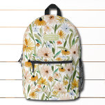 Rustic Watercolor Wild Flowers Personalised Name Printed Backpack<br><div class="desc">Rustic Watercolor Wild Flowers Personalised Name Backpack features a modern watercolor floral pattern in orange,  pink,  blue and green with your personalised name,  monogram or text. Perfect for school,  sports,  gym,  travel and more. Designed by ©Evco Studio www.zazzle.com/store/evcostudio</div>