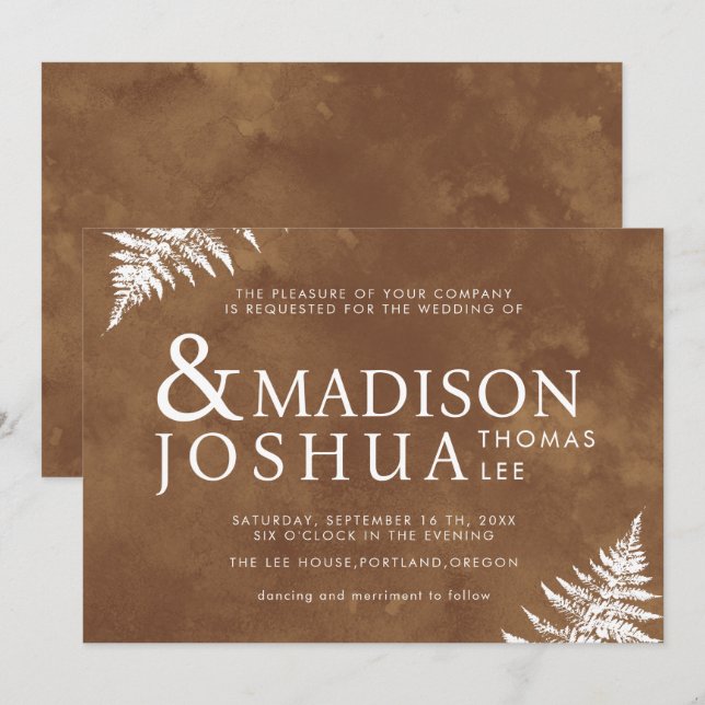 Rustic Watercolor Wild Greenery Fern Wedding  Invitation (Front/Back)