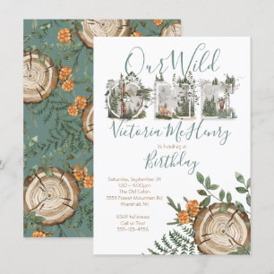Rustic Watercolor Wild One Birthday Party Invitation