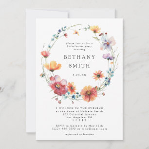 Rustic Watercolor Wildflower Bachelorette Party Invitation