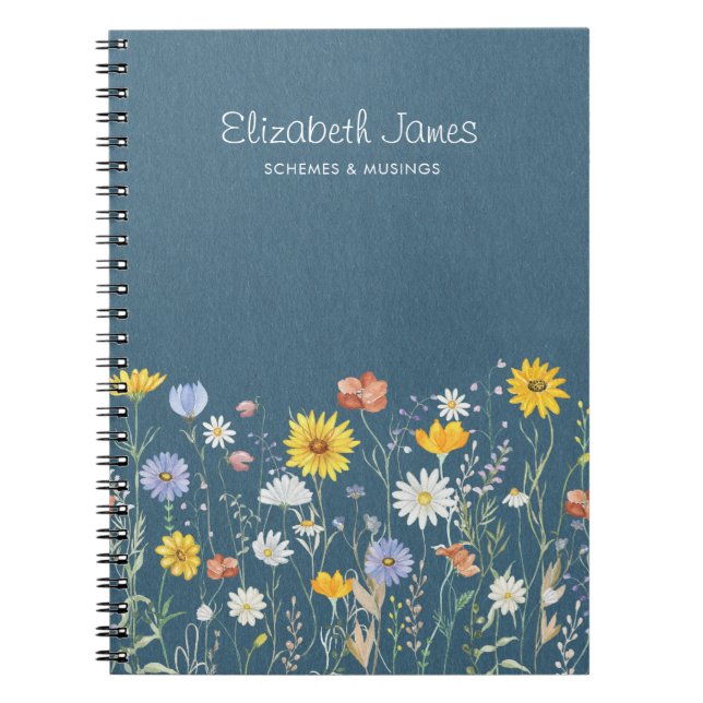Rustic Watercolor Wildflower Minimalist Notebook (Front)
