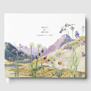 Rustic Watercolor Wildflower Mountain Wedding Guest Book