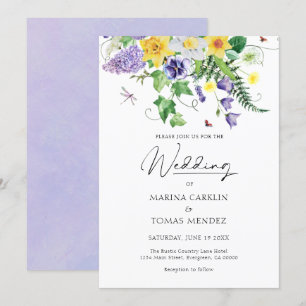 Rustic Watercolor Wildflower Wedding Invitation