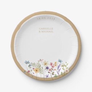 Rustic Watercolor Wildflower Wedding Plates