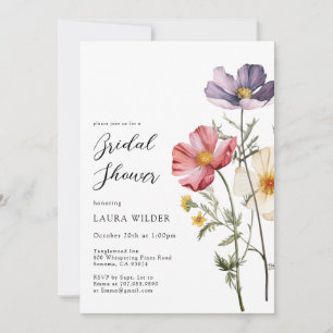 Rustic Watercolor Wildflowers Bridal Shower Invitation