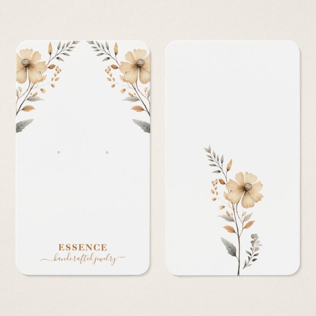 Rustic Watercolor Wildflowers Earring Display Card (Front & Back)