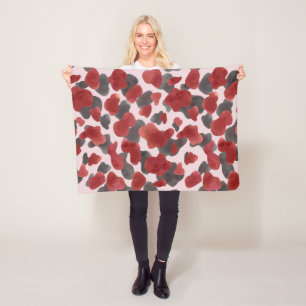 Rustic Watercolor Winter Animal Print Fleece Blanket