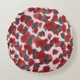 Rustic Watercolor Winter Animal Print Round Cushion