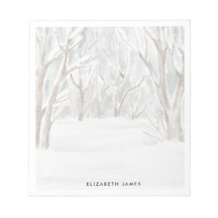 Rustic Watercolor Winter Forest Personalised Notepad