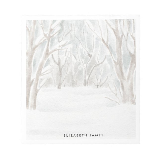 Rustic Watercolor Winter Forest Personalised Notepad (Front)