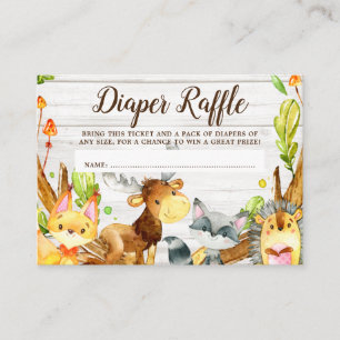 Rustic Watercolor Woodland Animals Diaper Raffle Enclosure Card