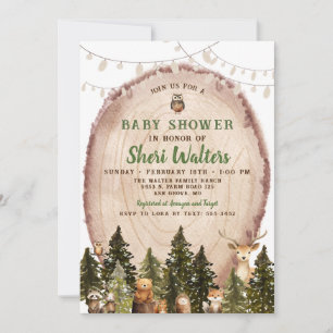 Rustic Watercolor Woodland Baby Shower Invitation