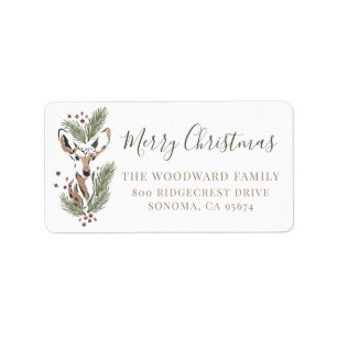 Rustic Watercolor Woodland Deer Return Address Label