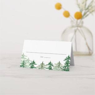 Rustic Watercolor Woodland Forest Wedding Place Card