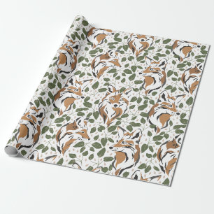 Rustic Watercolor Woodland Fox Christmas Wrapping Paper