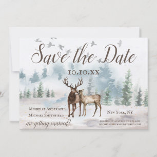 Rustic Watercolor Woodland Mountain Save the Date