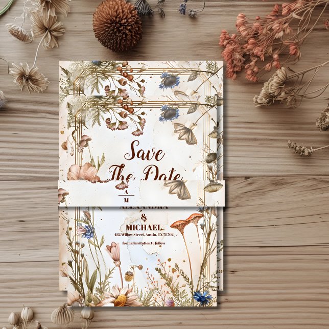 Rustic Watercolor Woodland Wedding Invitation Belly Band (Creator Uploaded)