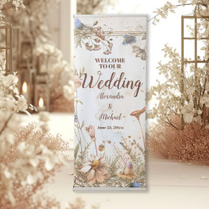Rustic Watercolor Woodland Wedding Retractable Banner