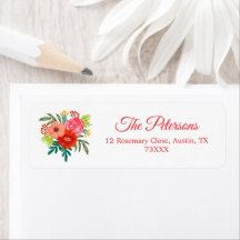 Rustic Watercolour Floral Christmas Return Address