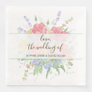 Rustic Watercolour Meadow Wild Flowers Wedding Napkin