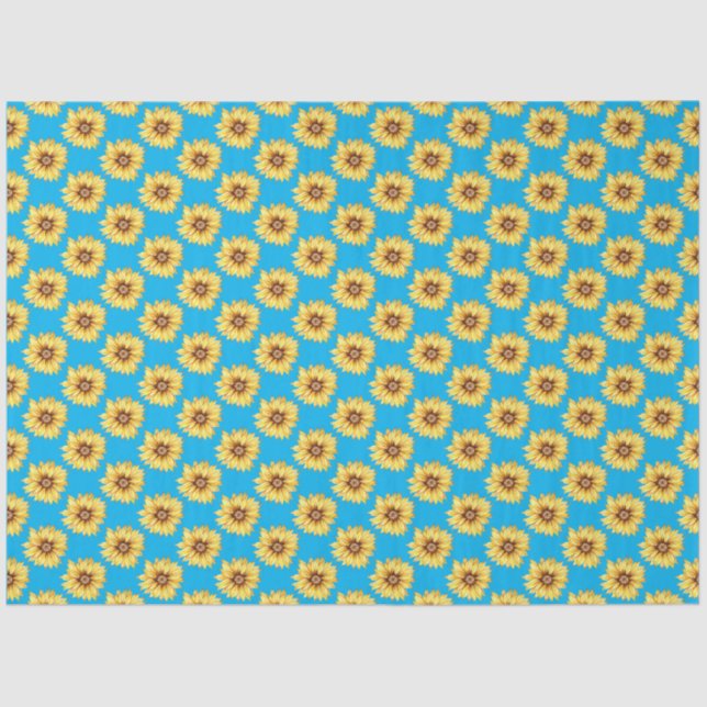 Rustic Watercolour Sunflowers Pattern Floral   Tissue Paper (Front)