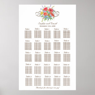 Rustic Watercolour Wild Flowers Seating Chart 250