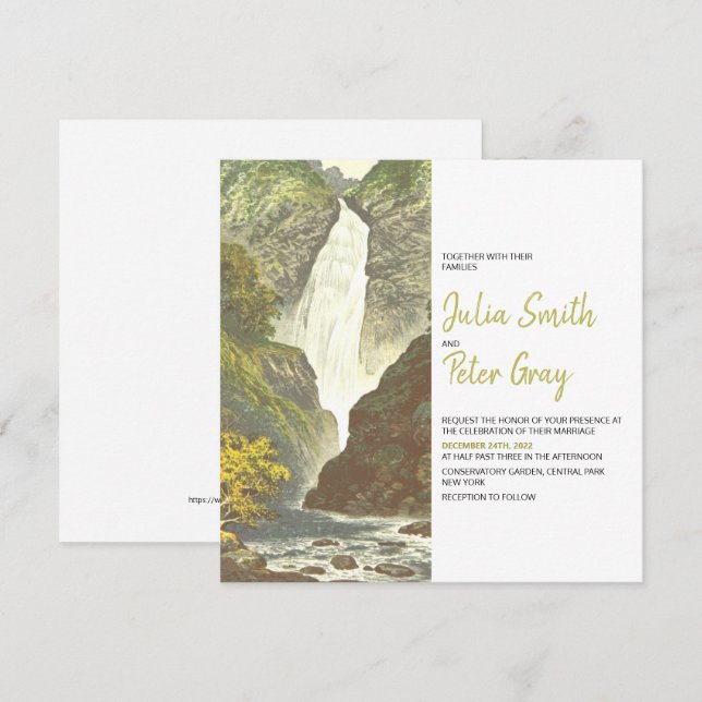 Rustic Waterfall Scenery Wedding Invitation (Front/Back)