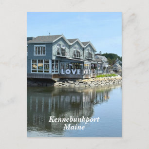 Rustic waterfront buildings in Kennebunkport Maine Holiday Postcard