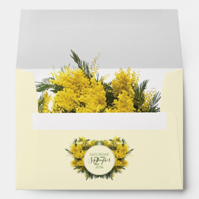 Rustic Wattle Acacia 5x7 Wedding Invitation Envelope (Back (Bottom))