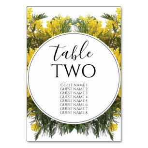 Rustic Wattle Acacia Wedding Guest Names Table Number