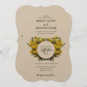 Rustic Wattle Acacia Wedding Invitations