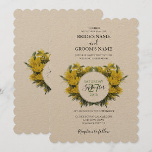 Rustic Wattle Acacia Wedding Invitations