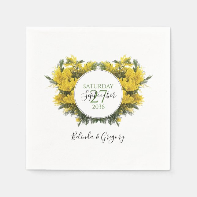 Rustic Wattle Acacia Wedding   Napkin (Front)