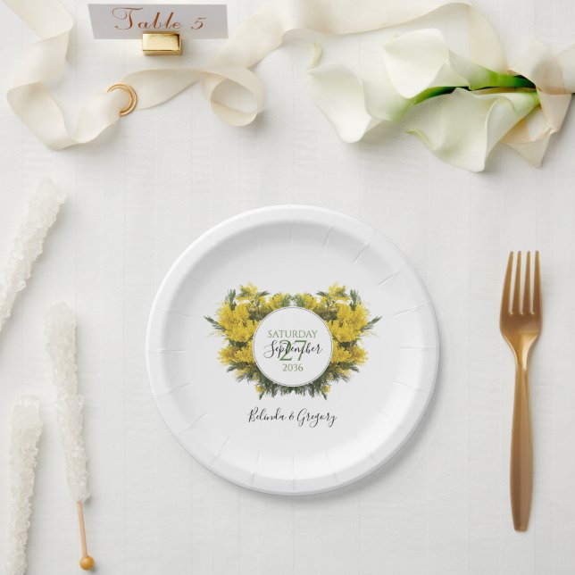Rustic Wattle Acacia Wedding  Paper Plate (Wedding)