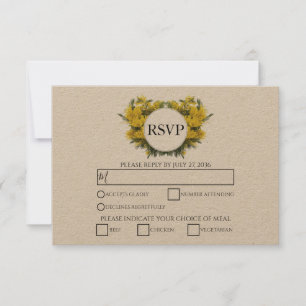 Rustic Wattle Acacia Wedding RSVP Cards